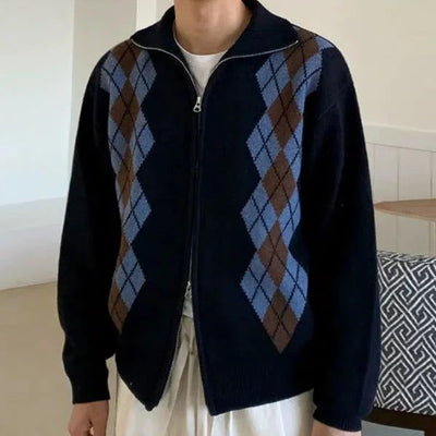 OH Argyle Knit Jacket-korean-fashion-Jacket-OH Atelier-OH Garments