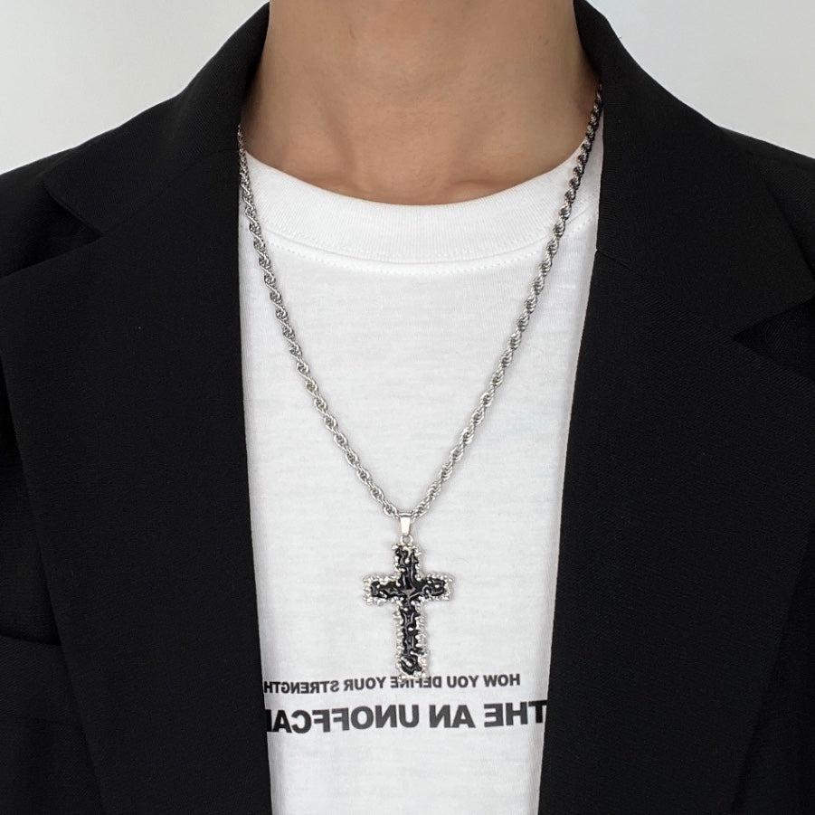 OH Black River Cross Pendant Necklace-korean-fashion-Necklace-OH Atelier-OH Garments