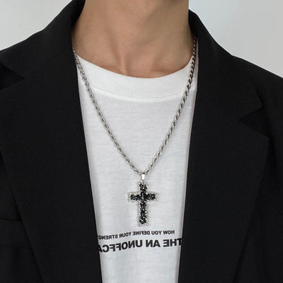 OH Black River Cross Pendant Necklace-korean-fashion-Necklace-OH Atelier-OH Garments