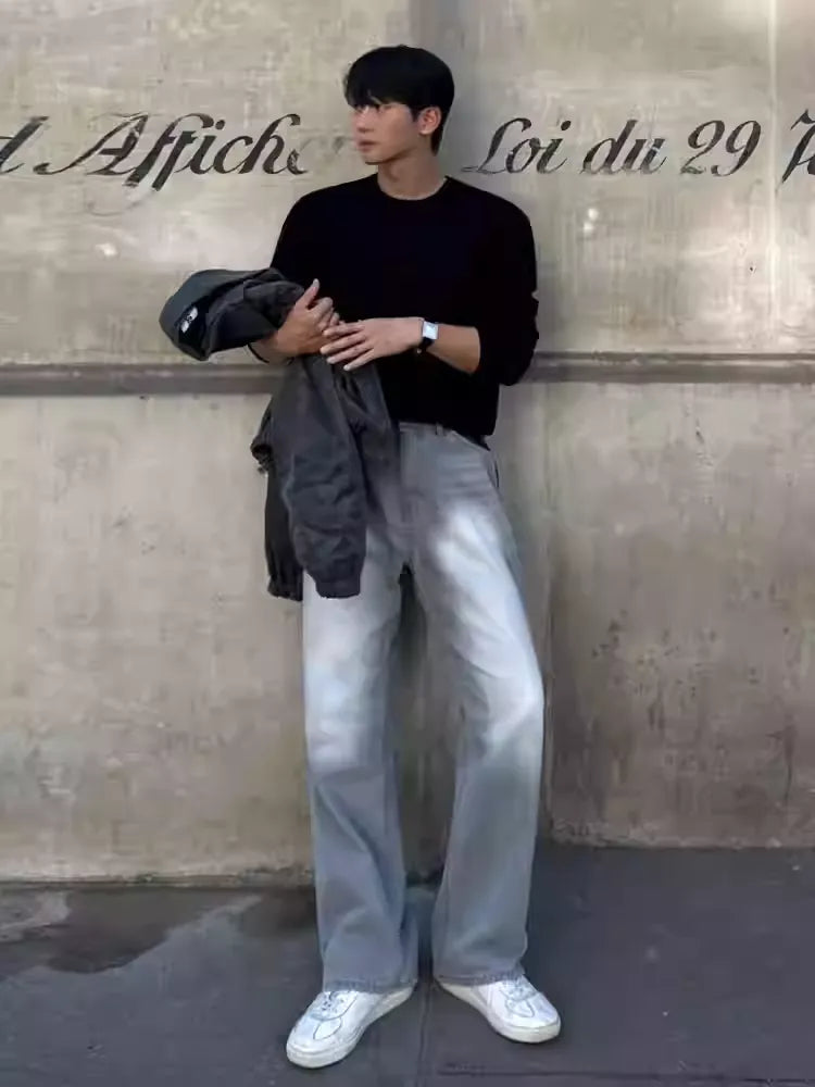 OH Bleach Washed Straight Jeans-korean-fashion-Jeans-OH Atelier-OH Garments