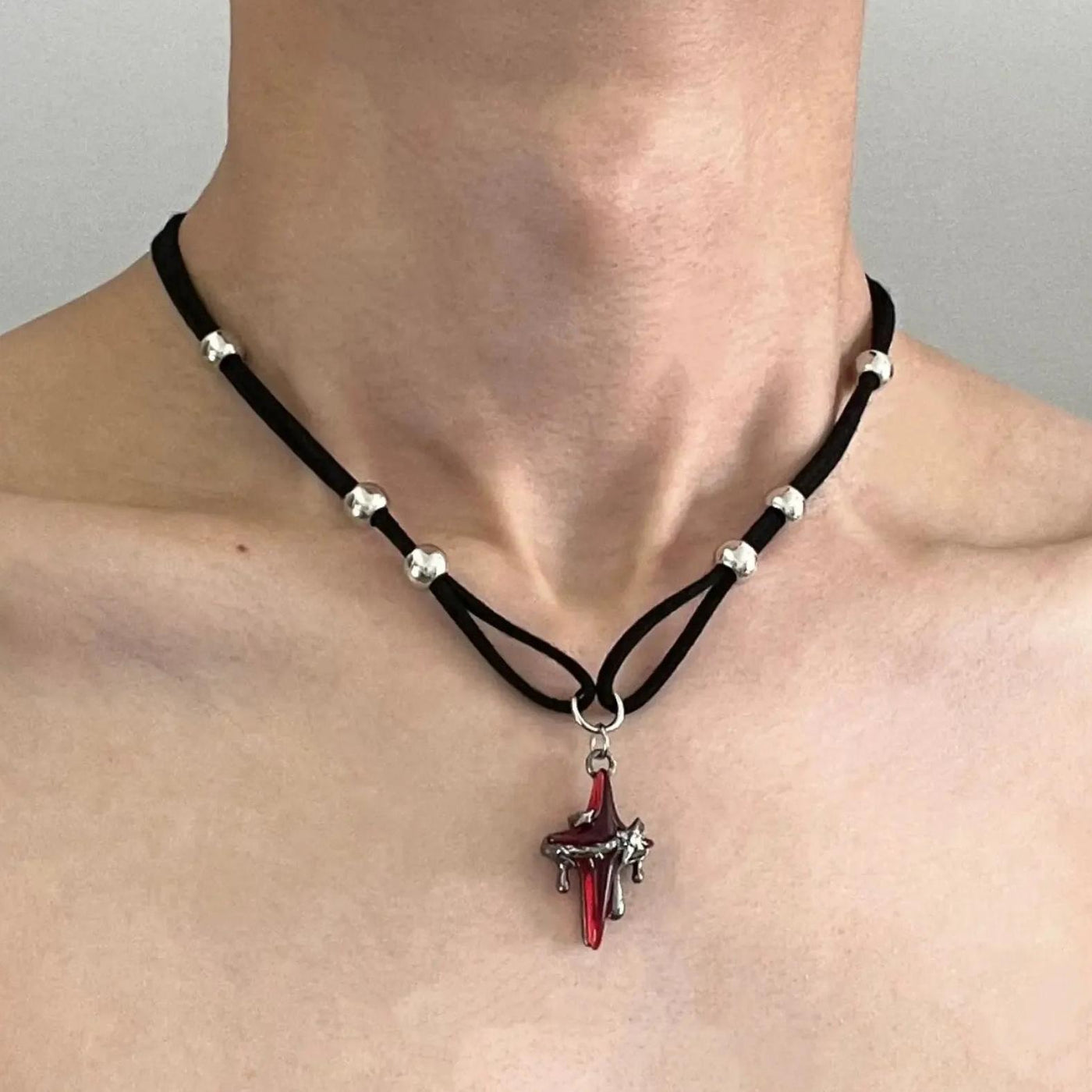 OH Blood Cross Melt Pendant Necklace-korean-fashion-Necklace-OH Atelier-OH Garments