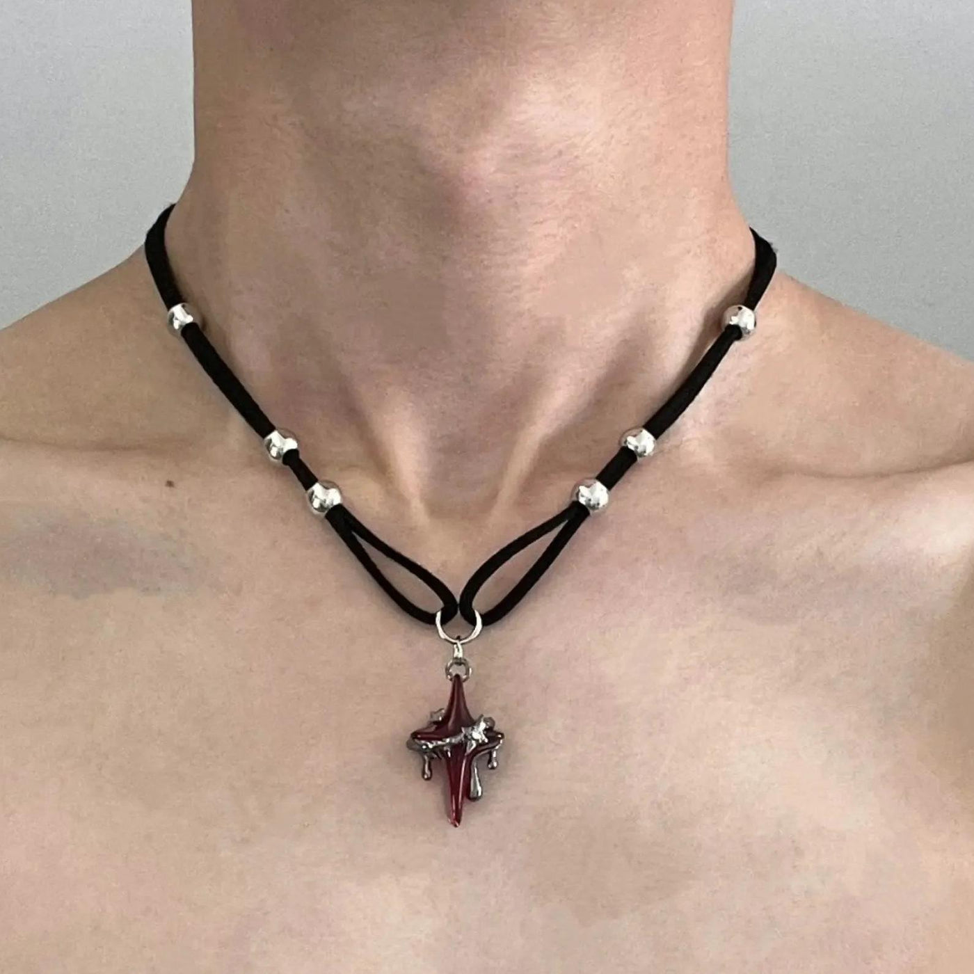 OH Blood Cross Melt Pendant Necklace-korean-fashion-Necklace-OH Atelier-OH Garments
