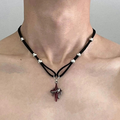OH Blood Cross Melt Pendant Necklace-korean-fashion-Necklace-OH Atelier-OH Garments