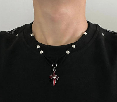 OH Blood Cross Melt Pendant Necklace-korean-fashion-Necklace-OH Atelier-OH Garments