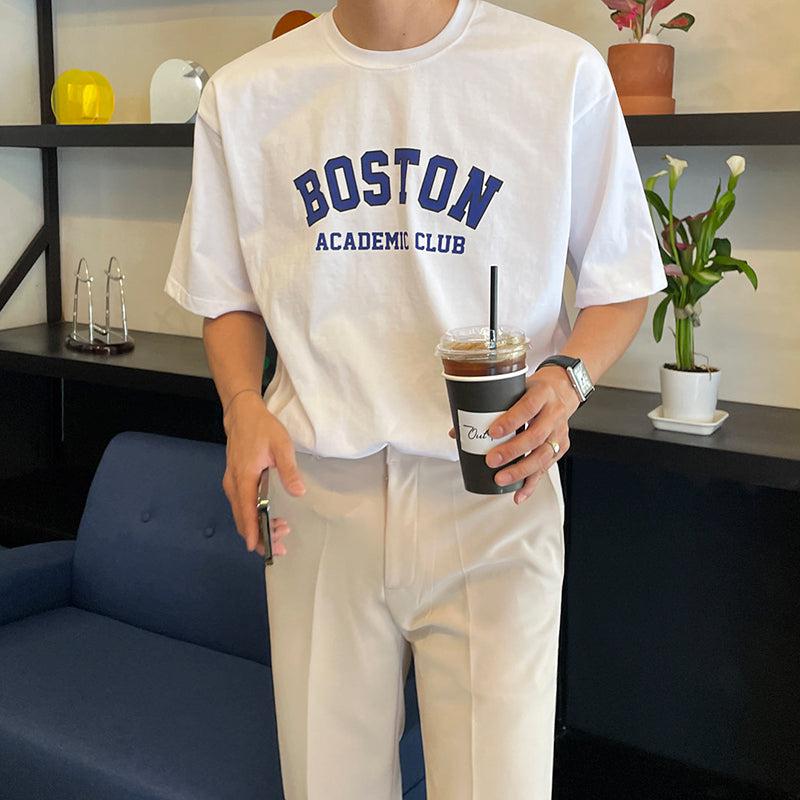 OH Boston Athletic Club Text T-Shirt-korean-fashion-T-Shirt-OH Atelier-OH Garments