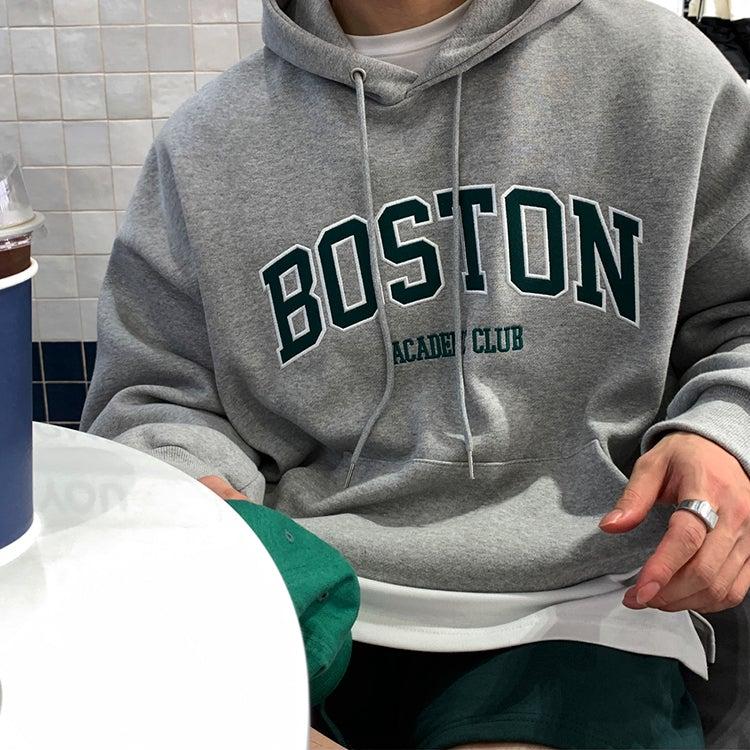 OH Boston Text Kangaroo Pocket Hoodie-korean-fashion-Hoodie-OH Atelier-OH Garments