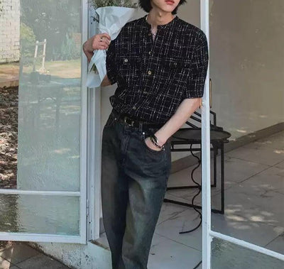 OH Breast Pocket Textured Shirt-korean-fashion-Shirt-OH Atelier-OH Garments
