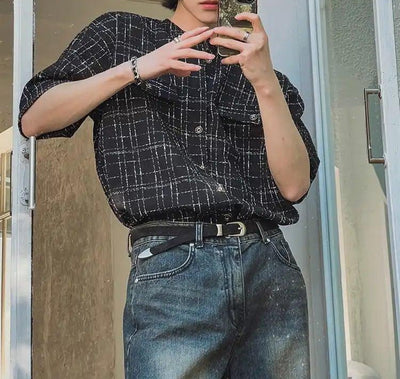OH Breast Pocket Textured Shirt-korean-fashion-Shirt-OH Atelier-OH Garments