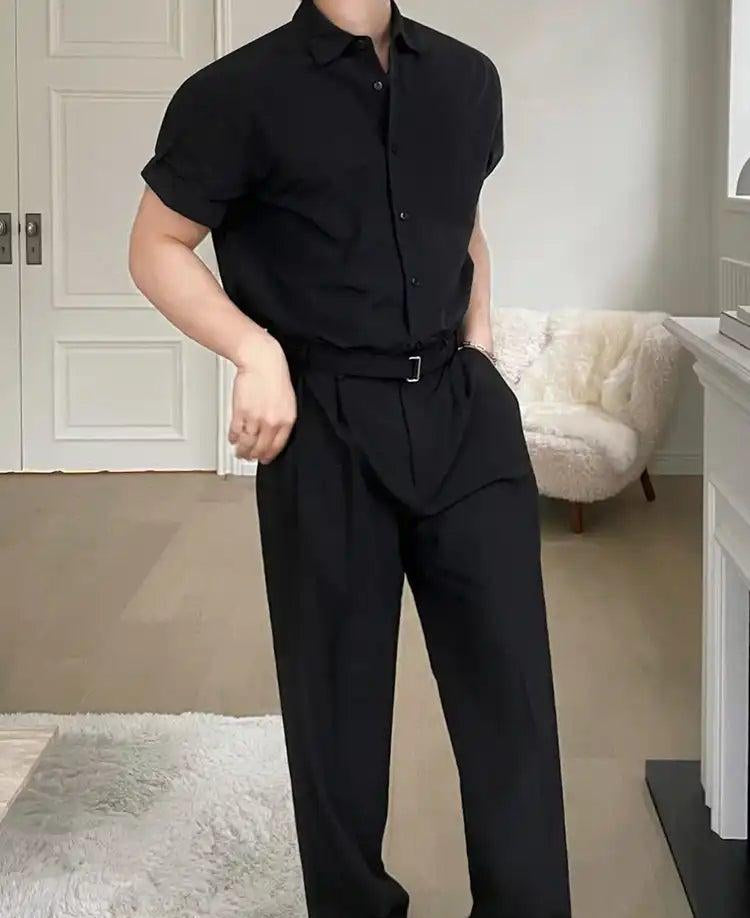 OH Buttoned Fold Sleeves Casual Shirt-korean-fashion-Shirt-OH Atelier-OH Garments