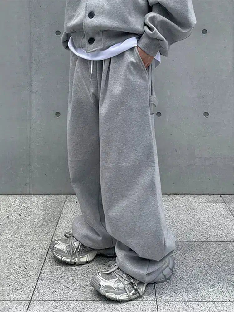 OH Buttoned Hoodie and Pocket Details Sweatpants Set-korean-fashion-Clothing Set-OH Atelier-OH Garments