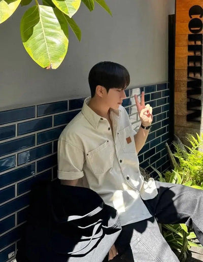 OH Casual Rivet Pocket S/S Shirt-korean-fashion-Shirt-OH Atelier-OH Garments