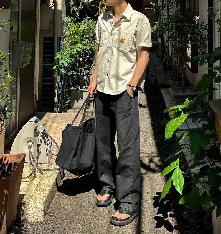 OH Casual Rivet Pocket S/S Shirt-korean-fashion-Shirt-OH Atelier-OH Garments
