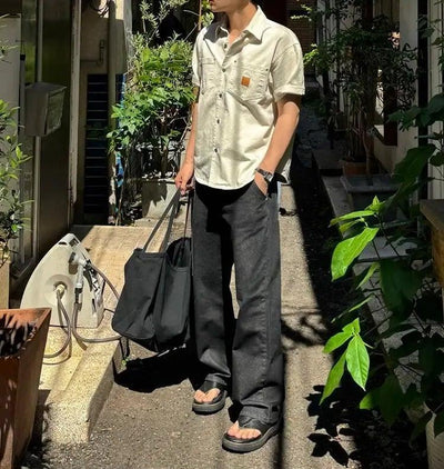 OH Casual Rivet Pocket S/S Shirt-korean-fashion-Shirt-OH Atelier-OH Garments