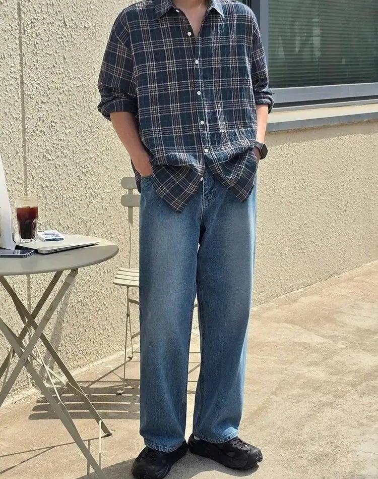 OH Casual Textured Check L/S Shirt-korean-fashion-Shirt-OH Atelier-OH Garments