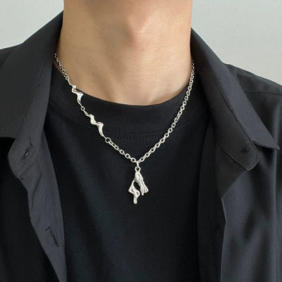 OH Chain Melted Effect Pendant Necklace-korean-fashion-Necklace-OH Atelier-OH Garments