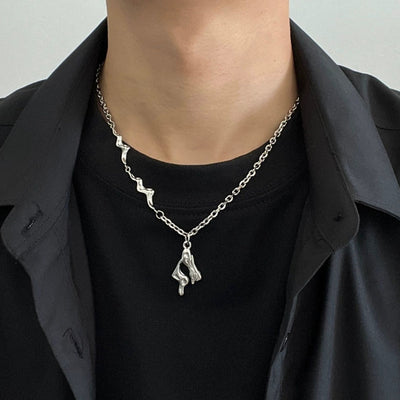 OH Chain Melted Effect Pendant Necklace-korean-fashion-Necklace-OH Atelier-OH Garments