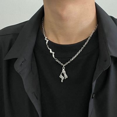 OH Chain Melted Effect Pendant Necklace-korean-fashion-Necklace-OH Atelier-OH Garments