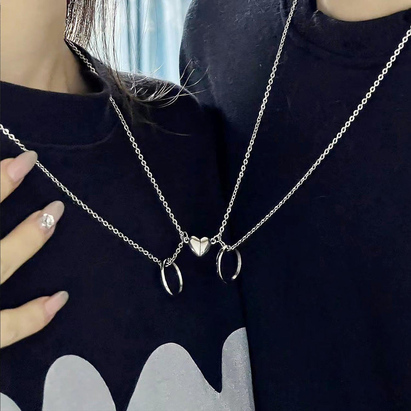 OH Circle Pendant Heart Link Necklace-korean-fashion-Necklace-OH Atelier-OH Garments
