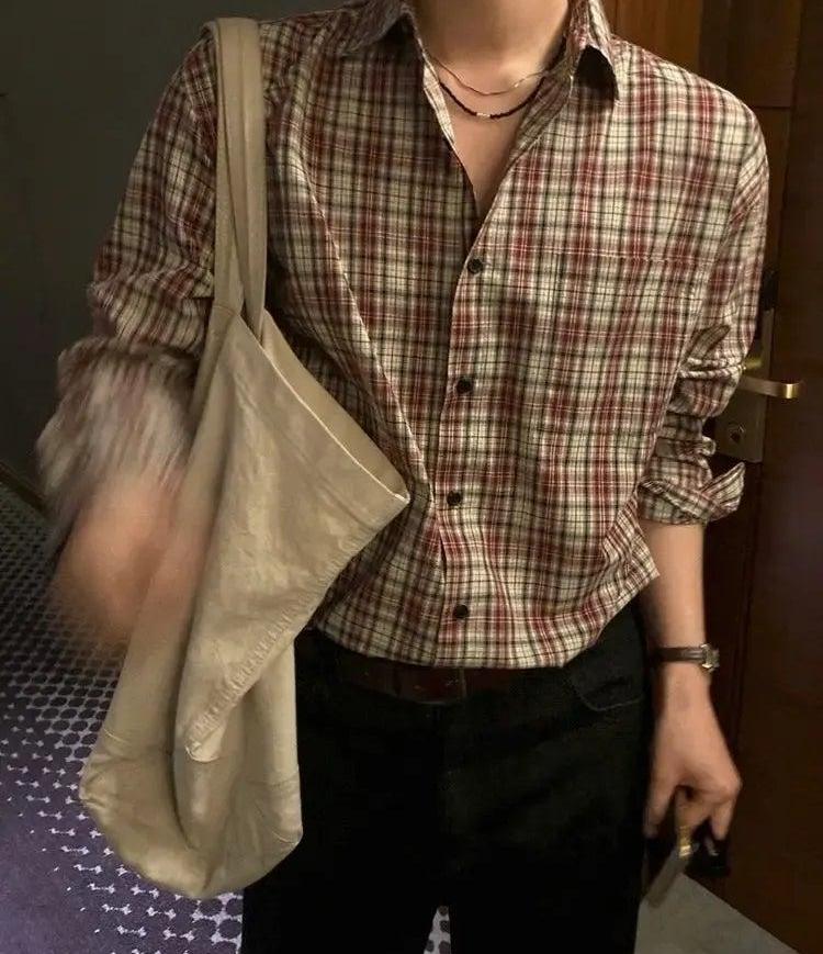 OH Classic Plaid Button-Front Shirt-korean-fashion-Shirt-OH Atelier-OH Garments