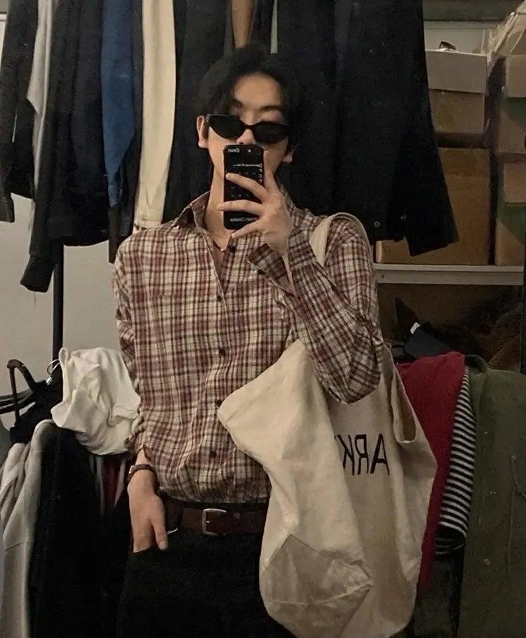 OH Classic Plaid Button-Front Shirt-korean-fashion-Shirt-OH Atelier-OH Garments