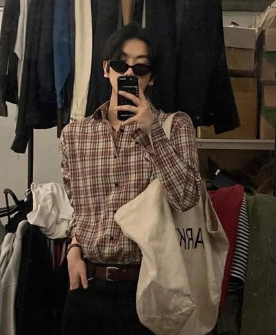 OH Classic Plaid Button-Front Shirt-korean-fashion-Shirt-OH Atelier-OH Garments