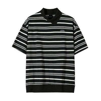 OH Classic Stripes Irregular Collar Polo-korean-fashion-Polo-OH Atelier-OH Garments