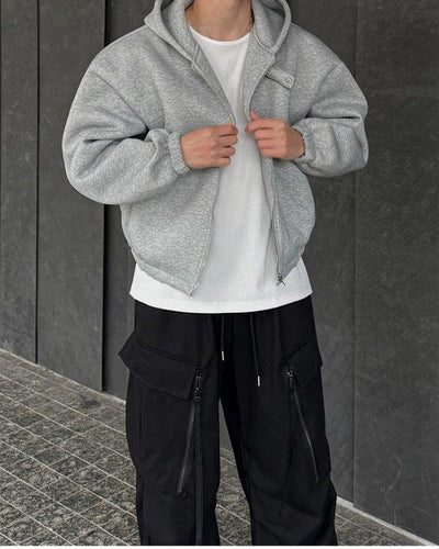 OH Classic Wide Shoulder Zip-Up Hoodie-korean-fashion-Hoodie-OH Atelier-OH Garments