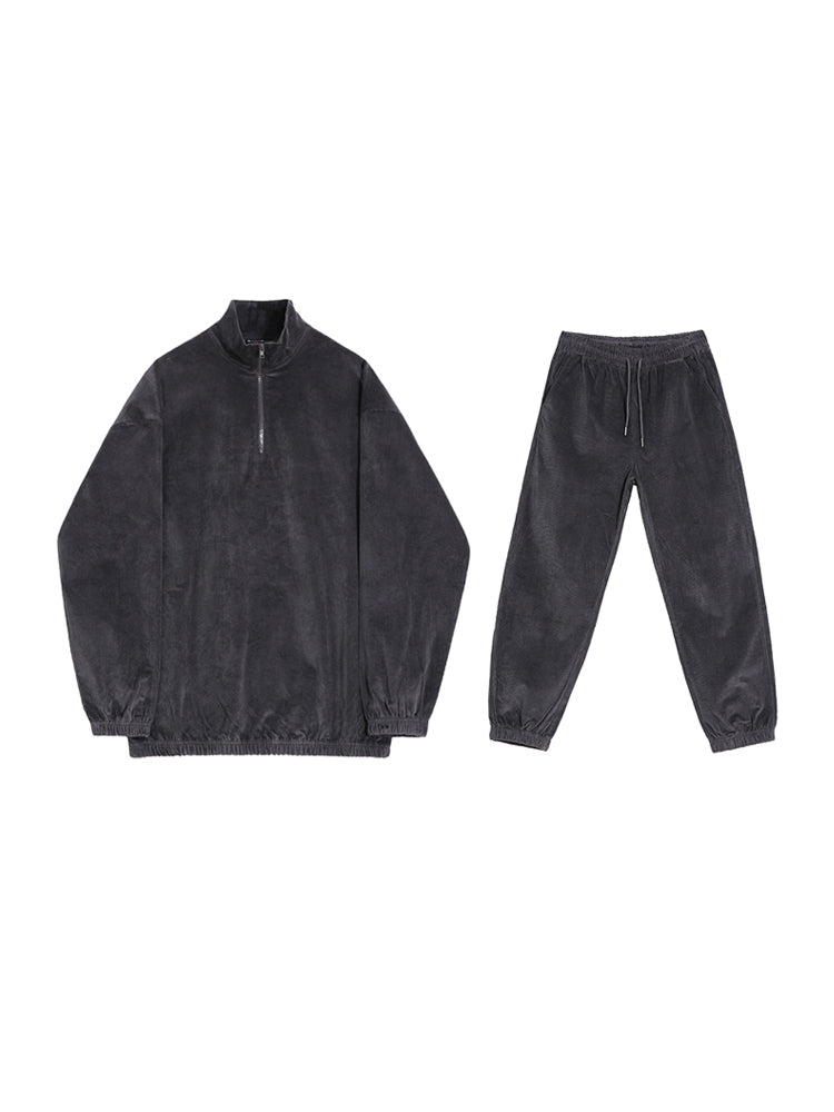 OH Comfy Textured Half Zip & Sweatpants Set-korean-fashion-Clothing Set-OH Atelier-OH Garments