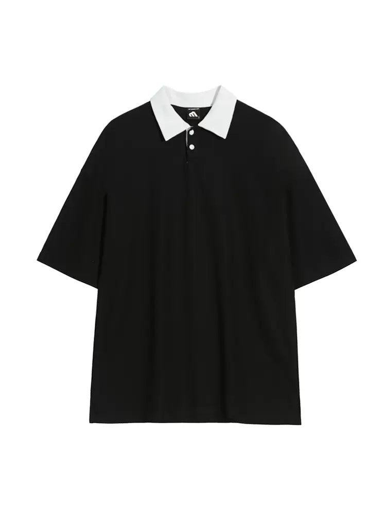 OH Contrast Collar Drop Shoulder Polo-korean-fashion-Polo-OH Atelier-OH Garments