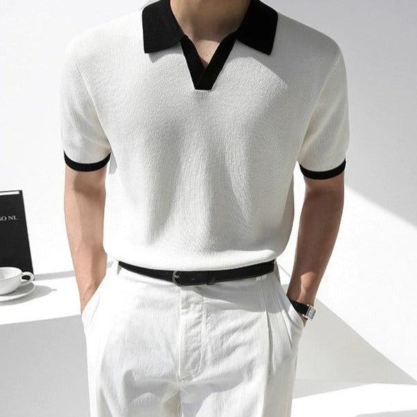 OH Contrast Edge Knit Polo-korean-fashion-Polo-OH Atelier-OH Garments