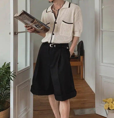 OH Contrast Line Loose Knit Shirt-korean-fashion-Shirt-OH Atelier-OH Garments