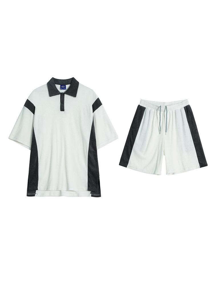OH Contrast Sports Polo & Drawstring Shorts Set-korean-fashion-Clothing Set-OH Atelier-OH Garments