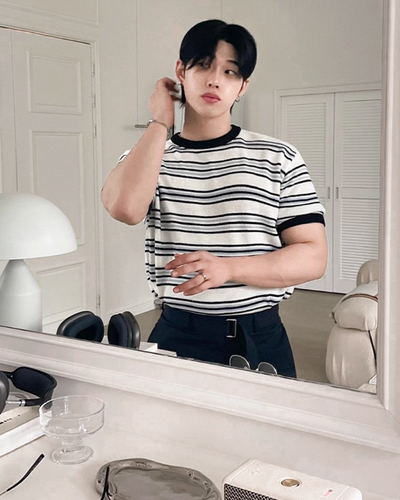 OH Contrast Striped Knit T-Shirt-korean-fashion-T-Shirt-OH Atelier-OH Garments