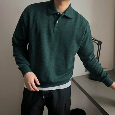 OH Corduroy Long Sleeve Polo-korean-fashion-Polo-OH Atelier-OH Garments