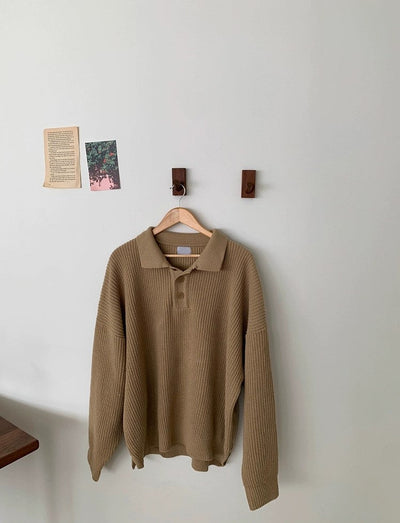 OH Cozy Knitted Long Sleeve Polo-korean-fashion-Polo-OH Atelier-OH Garments