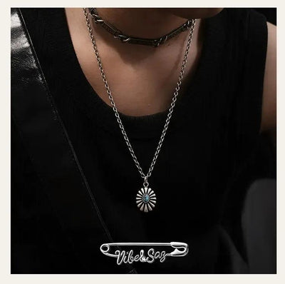 OH Daisy Turquoise Pendant Necklace-korean-fashion-Necklace-OH Atelier-OH Garments