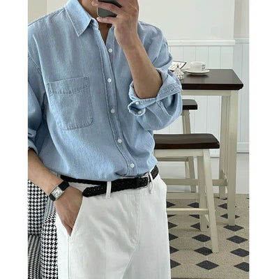 OH Denim Buttoned Classic Shirt-korean-fashion-Shirt-OH Atelier-OH Garments