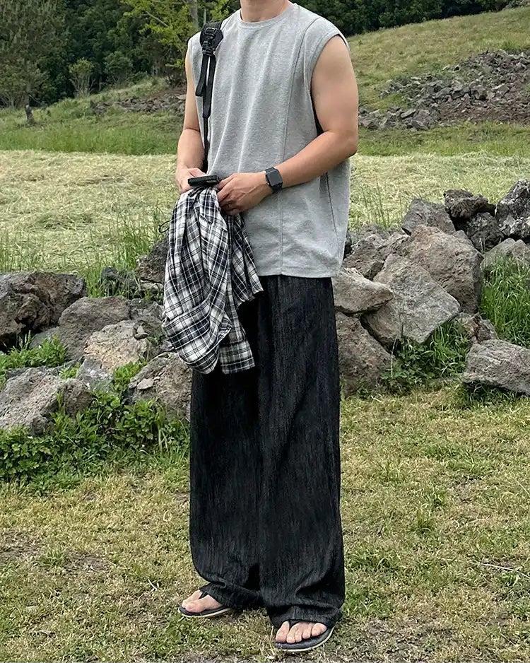 OH Drape Summer Wide Leg Jeans-korean-fashion-Jeans-OH Atelier-OH Garments