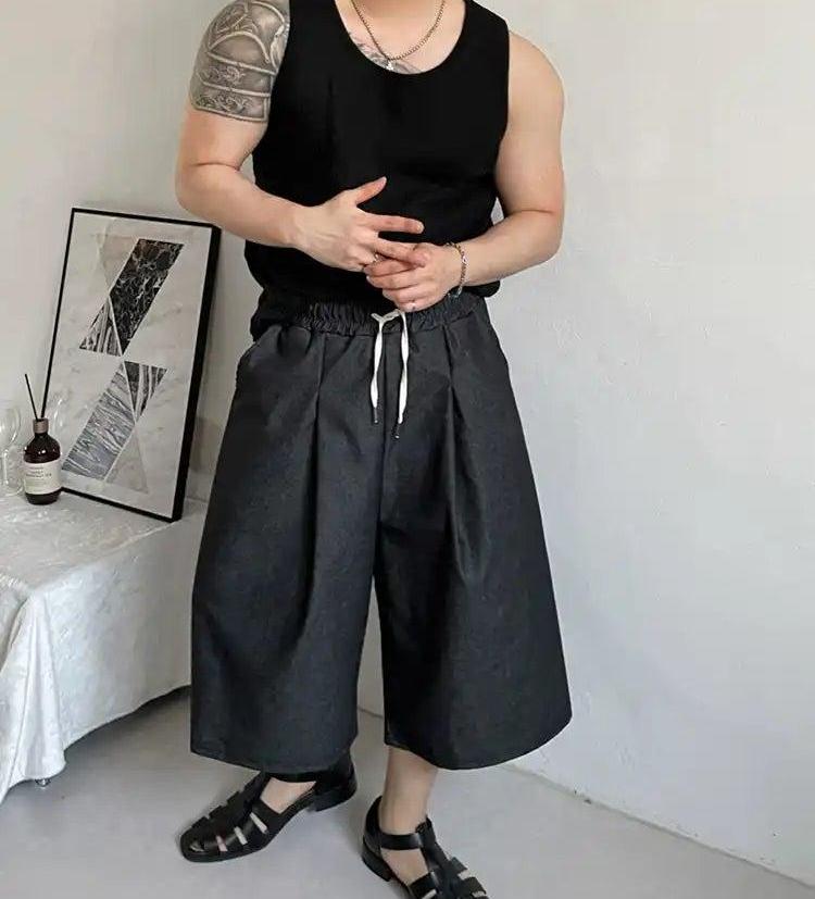 OH Drawcord Waist Pleated Shorts-korean-fashion-Shorts-OH Atelier-OH Garments