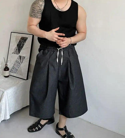 OH Drawcord Waist Pleated Shorts-korean-fashion-Shorts-OH Atelier-OH Garments