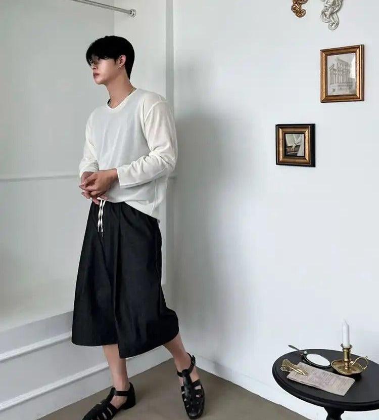 OH Drawcord Waist Pleated Shorts-korean-fashion-Shorts-OH Atelier-OH Garments