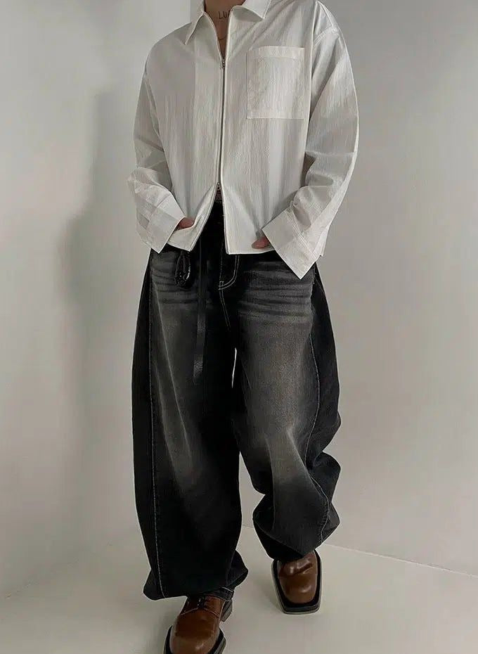 OH Dual Zipper Boxy Shirt-korean-fashion-Shirt-OH Atelier-OH Garments