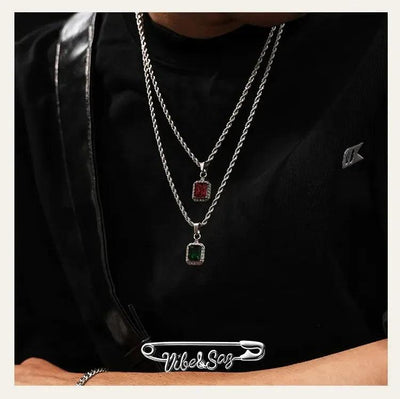 OH Emerald Ruby Pendant Necklace-korean-fashion-Necklace-OH Atelier-OH Garments