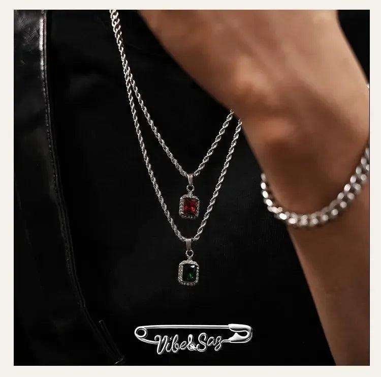 OH Emerald Ruby Pendant Necklace-korean-fashion-Necklace-OH Atelier-OH Garments