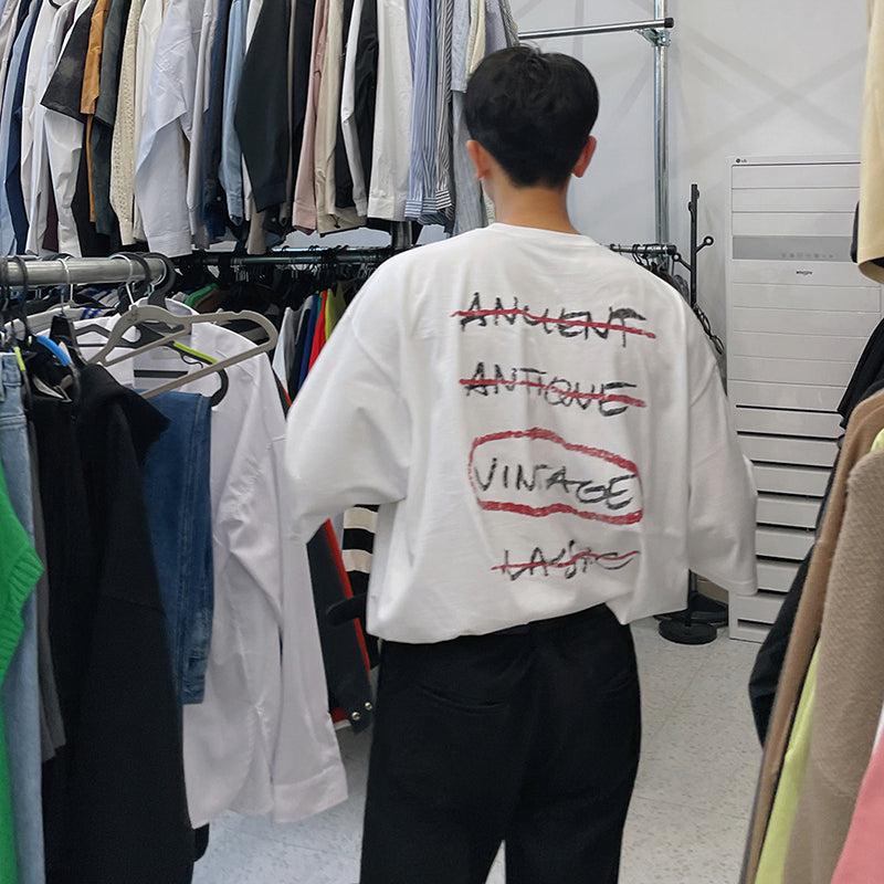 OH Encircled Vintage Text Loose T-Shirt-korean-fashion-T-Shirt-OH Atelier-OH Garments