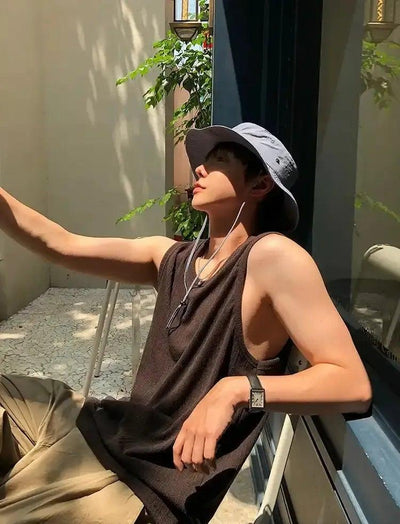 OH Essential Textured Tank Top-korean-fashion-Tank Top-OH Atelier-OH Garments