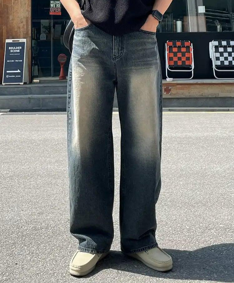 OH Fade Thigh Highlight Straight Jeans-korean-fashion-Jeans-OH Atelier-OH Garments