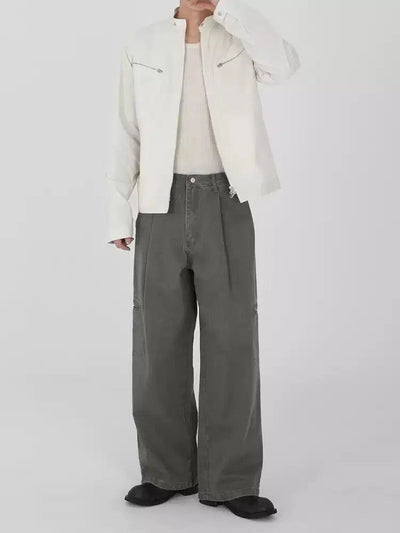 OH Faded Pleats Cargo Jeans-korean-fashion-Jeans-OH Atelier-OH Garments