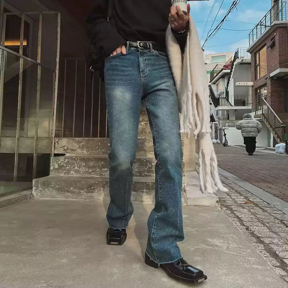 OH Faded Raw Edge Jeans-korean-fashion-Jeans-OH Atelier-OH Garments