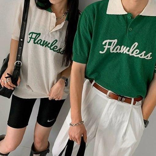 OH Flawless Text Knit Polo-korean-fashion-Polo-OH Atelier-OH Garments